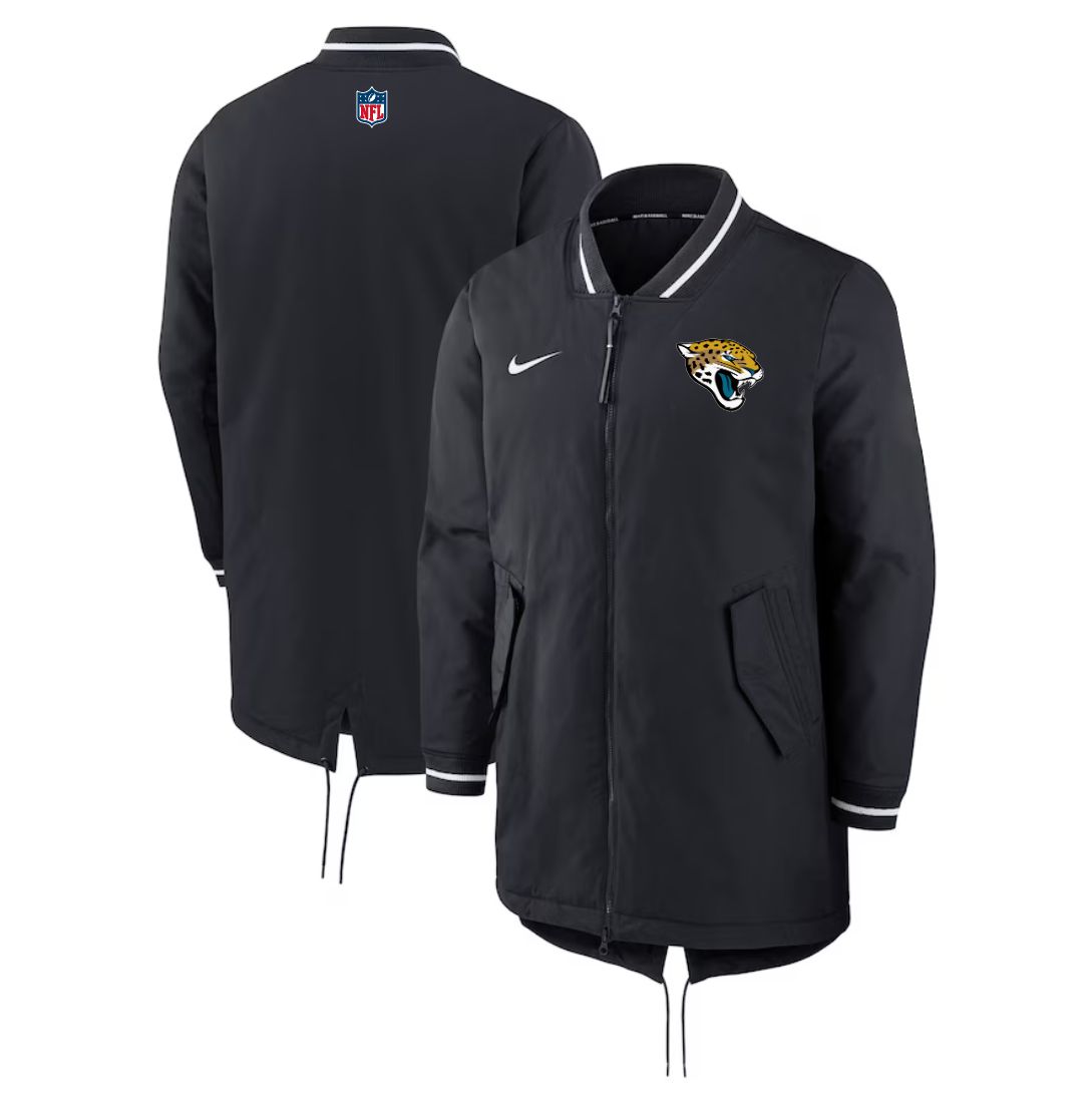 Men 2026 NFL Jacksonville Jaguars black Extended Cotton Jacket style 01